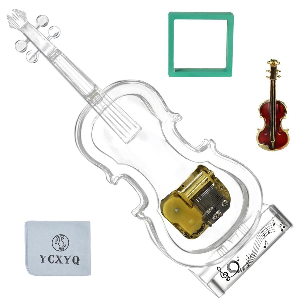 9453 Large - Violin Music Box Mechanical Clockwork Crystal Violin High-End
